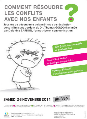 Journée découverte : Résoudre les conflits avec nos enfants - 26 novembre 2011 à Clermont-Ferrand